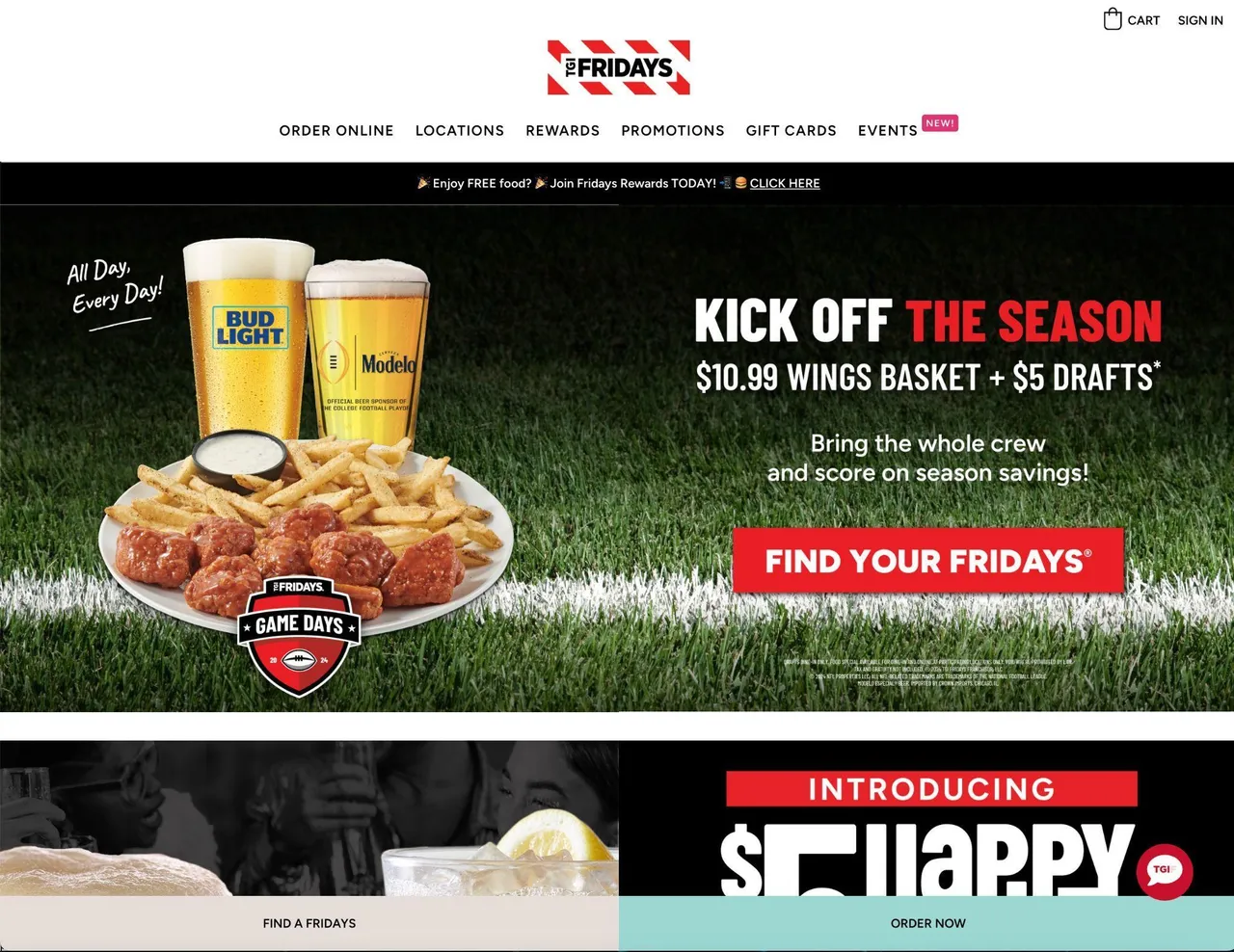 tgifridays.com home page on WordPress